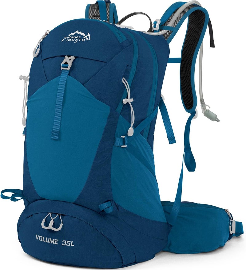 INOXTO IX Hiking Backpack, Waterproof Hiking Daypack with 3L Water Bladder and Rain Cover, Lightweight Travel Camping Backpack for Men Women (Blue) - Image 1
